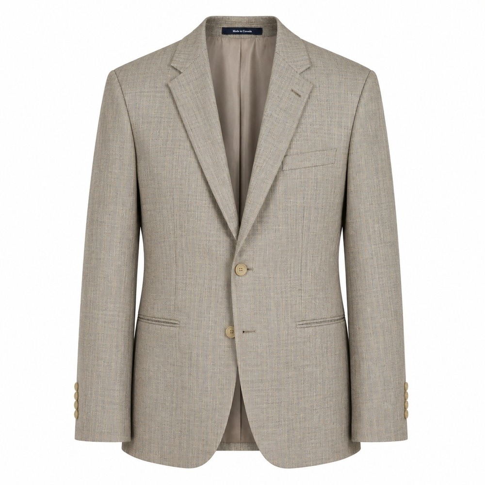 Ralph Lauren Mens Silk Wool Sport Coat Blazer Tan‎ Grey Check Made in Canada